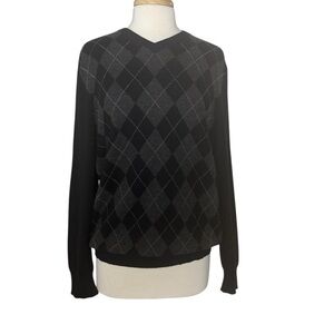 Marshalls Fields Cashmere Men's Black Argyle Sweater Size Medium
